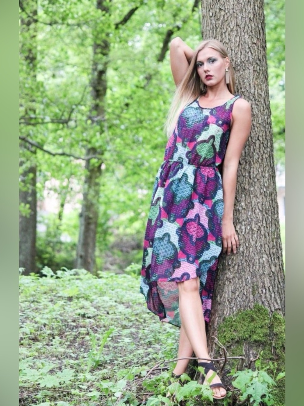 H&M Boho High Low Dress with Cutout Back